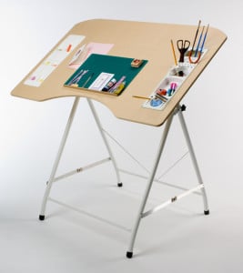 Standing artwork drawing board with supplies